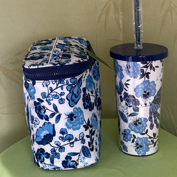 KATE SPADE PEACOCK FLORAL LUNCH TOTE + TUMBLER (SET):NWT - Picture 7 of 14